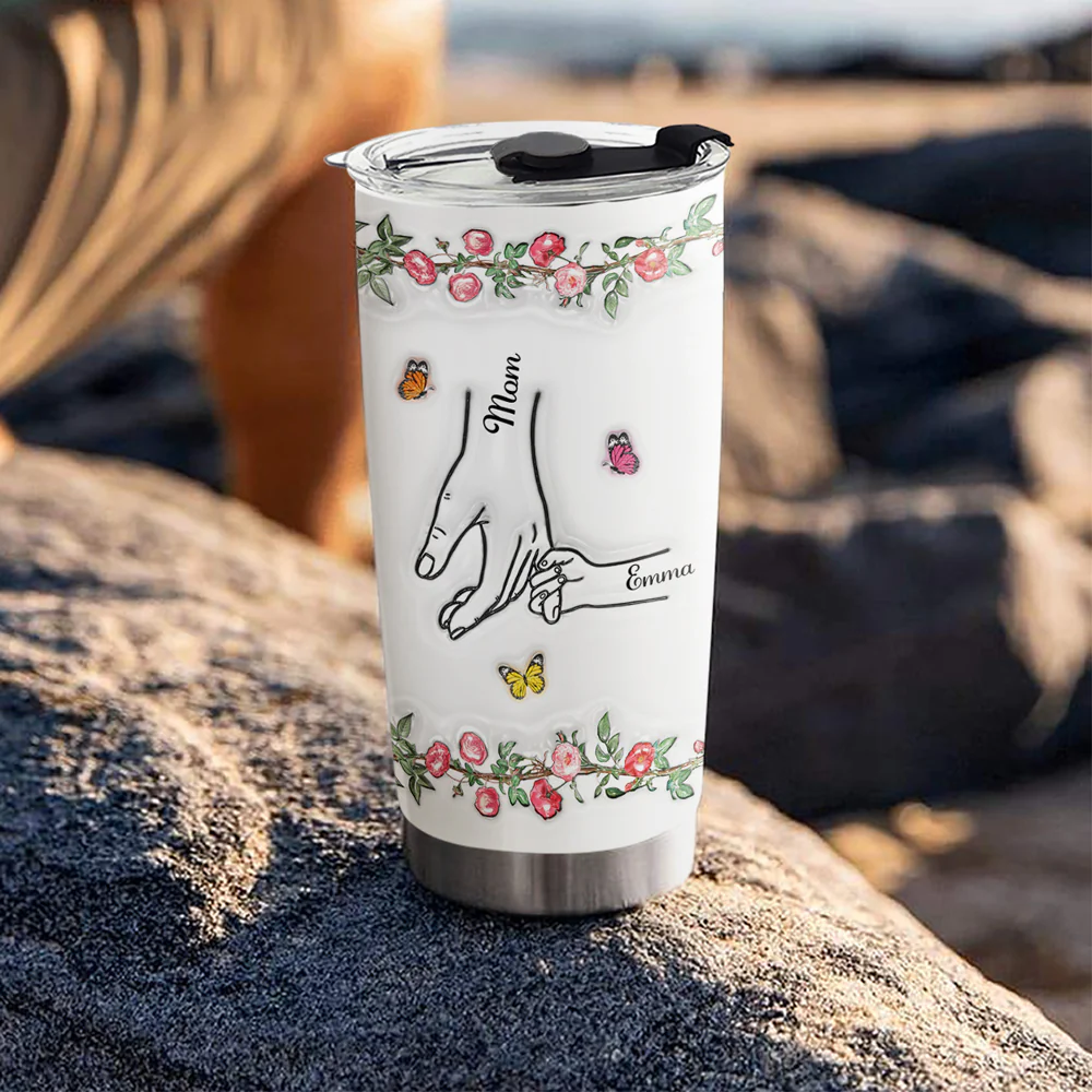 You Hold My Hand And My Heart - Personalized Custom 3D Inflated Effect Tumbler - Image 4