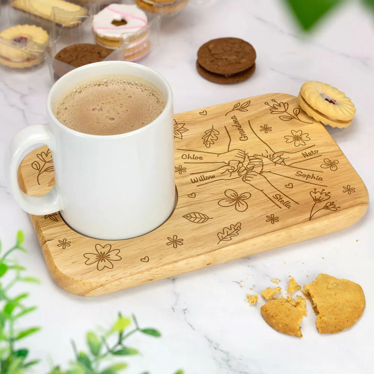 You Hold Our Hands, Also Our Hearts - Personalized Custom Wooden Treat Board - Image 6