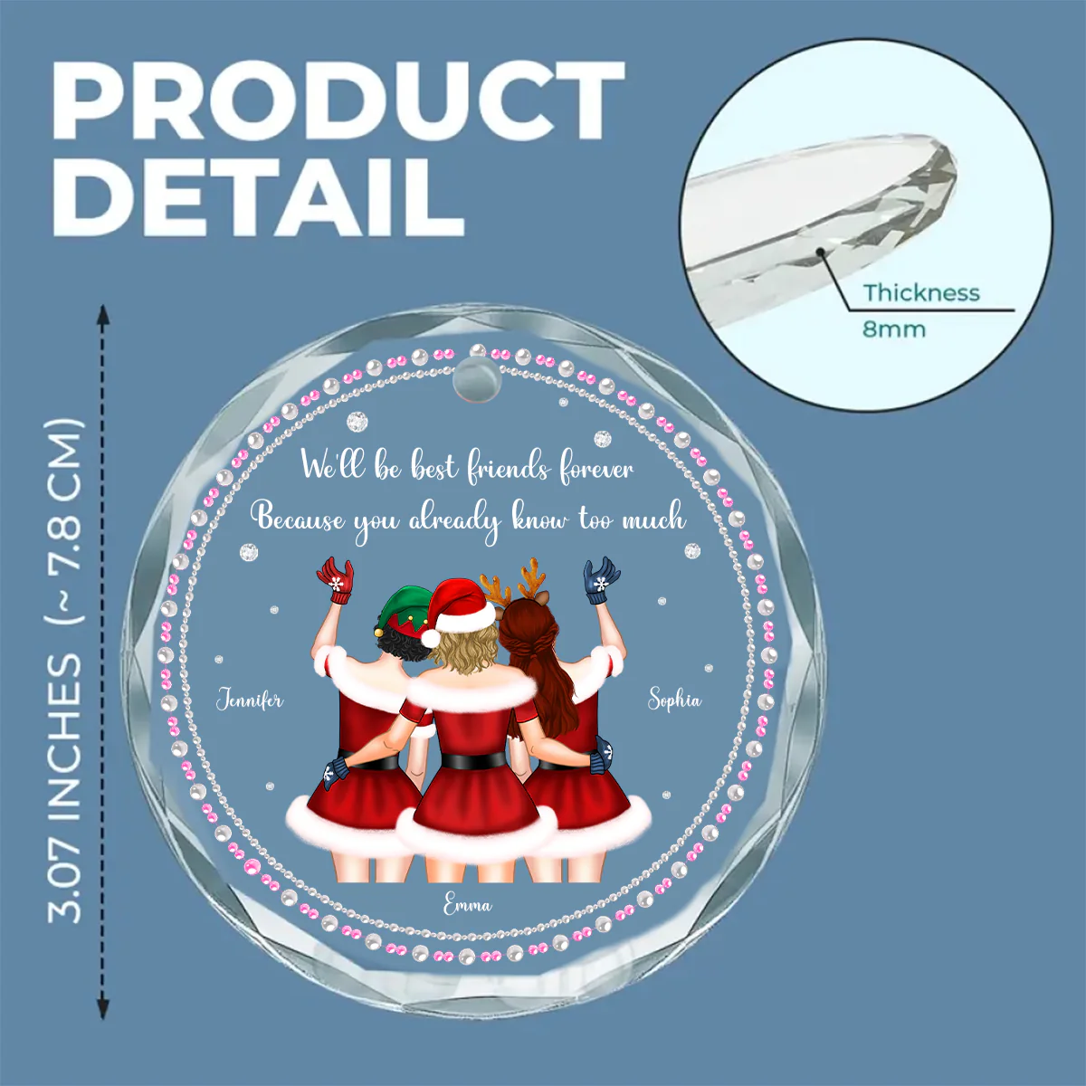 You Know Too Much - Personalized Custom Glass Ornament - Image 5