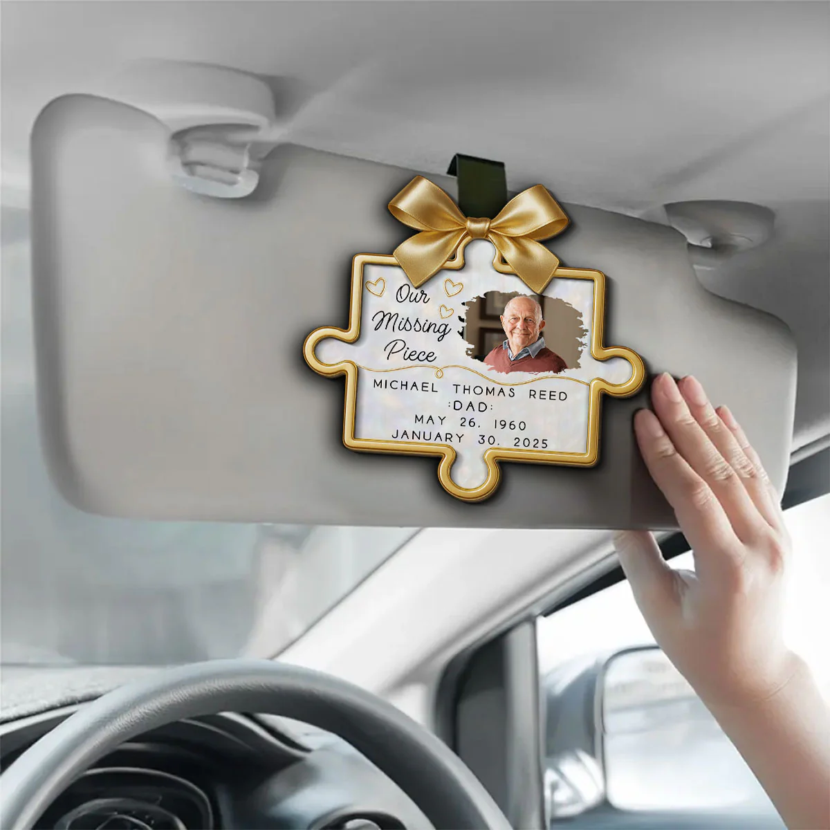 You Left A Space No One Can Fill - Personalized Custom Car Visor Clip - Image 3