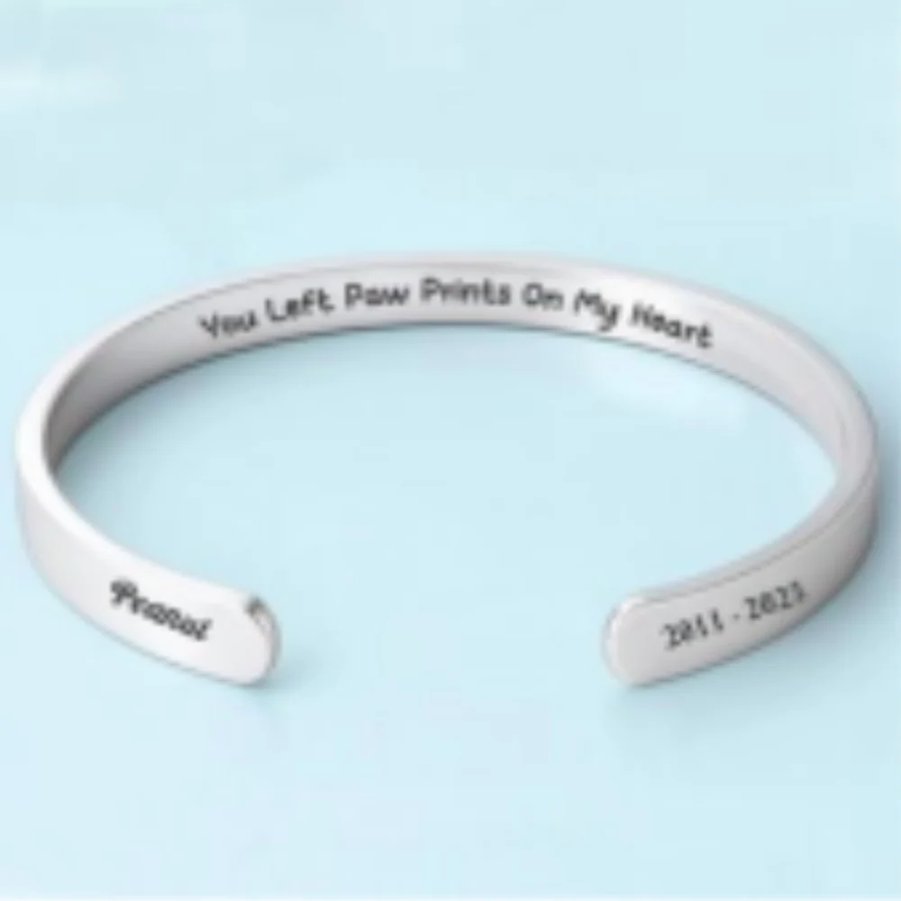 You Left Paw Prints On My Heart - Personalized Custom Bracelet Cuff - Image 7