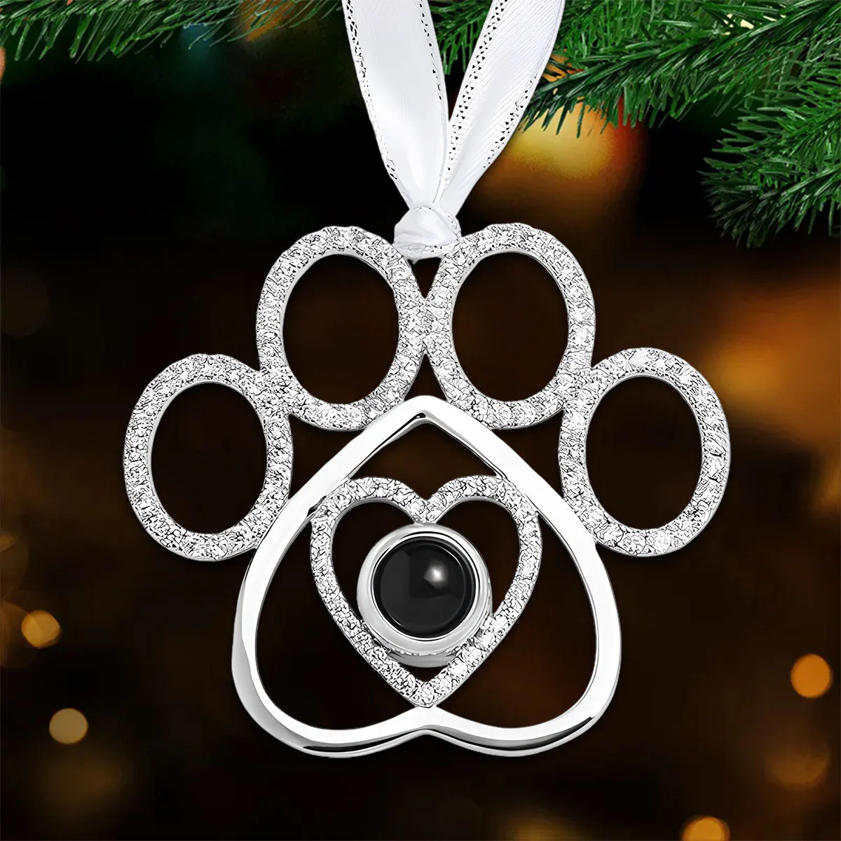 You Left Your Paw Prints On My Heart - Personalized Custom Photo Pet Paw Projection Ornament - Image 4
