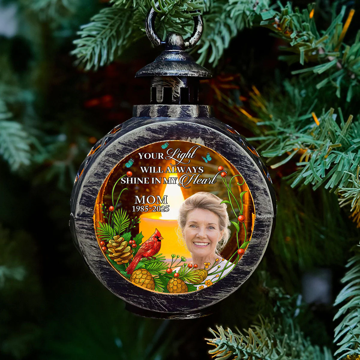 You Light My Heart - Personalized Custom Christmas Lantern - Image 2