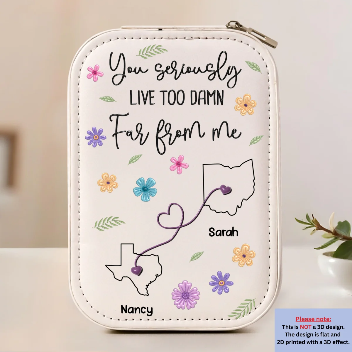 You Live Too Damn Far From Me - Personalized Custom Jewelry Box With LED Mirror - Image 6