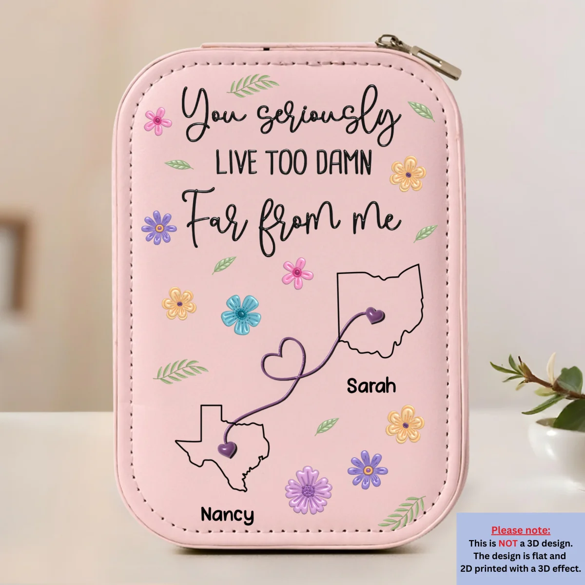 You Live Too Damn Far From Me - Personalized Custom Jewelry Box With LED Mirror - Image 7