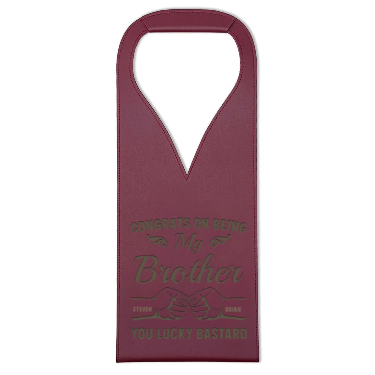 You Lucky Bastard - Personalized Custom Engraved Leather Wine Bag - Image 8