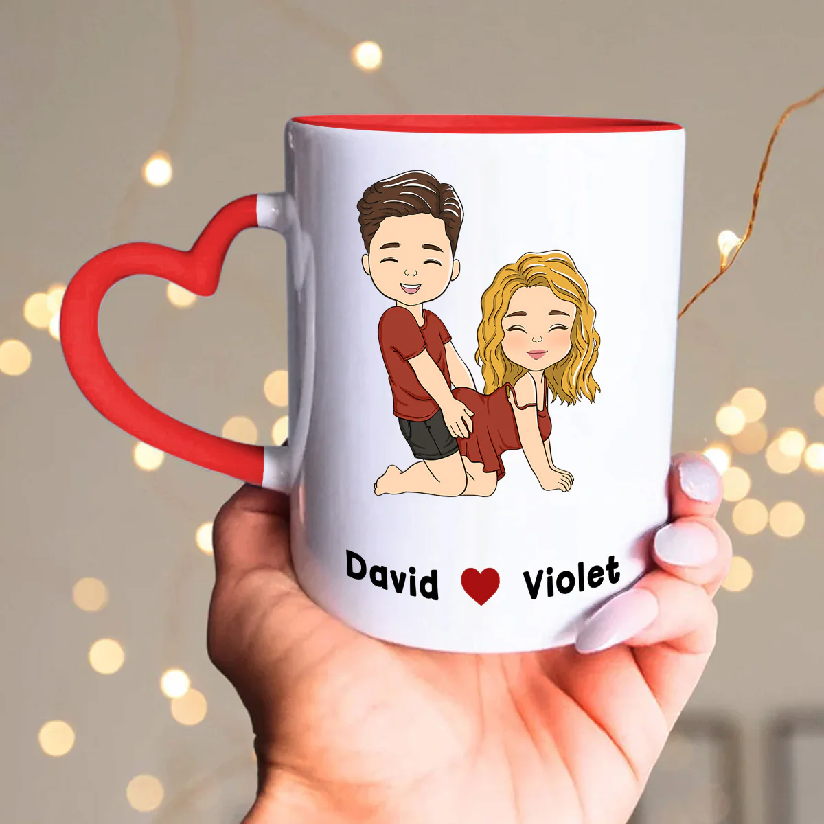You Lucky Bastard - Personalized Custom Heart Handle Mug - Image 3