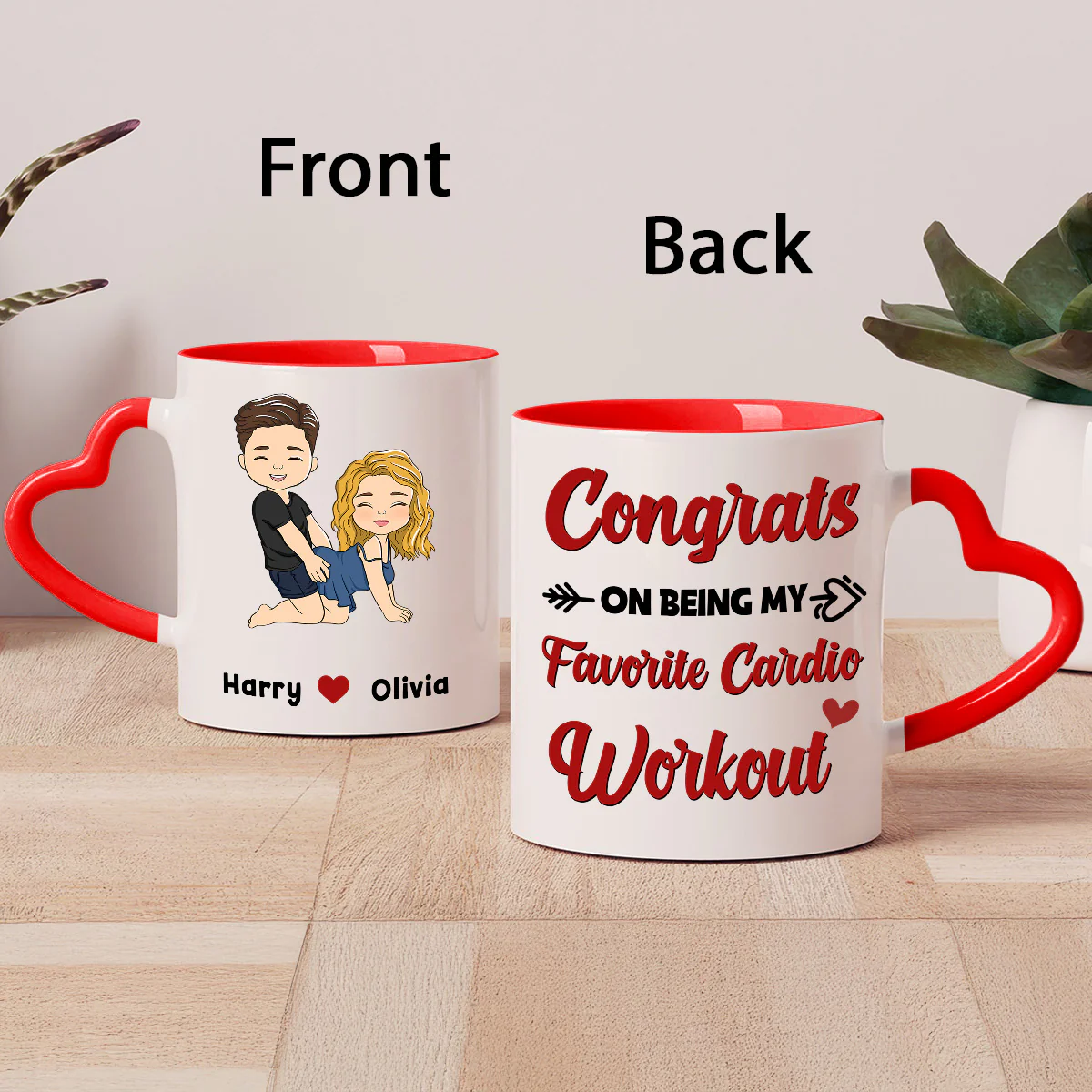 You Lucky Bastard - Personalized Custom Heart Handle Mug - Image 4
