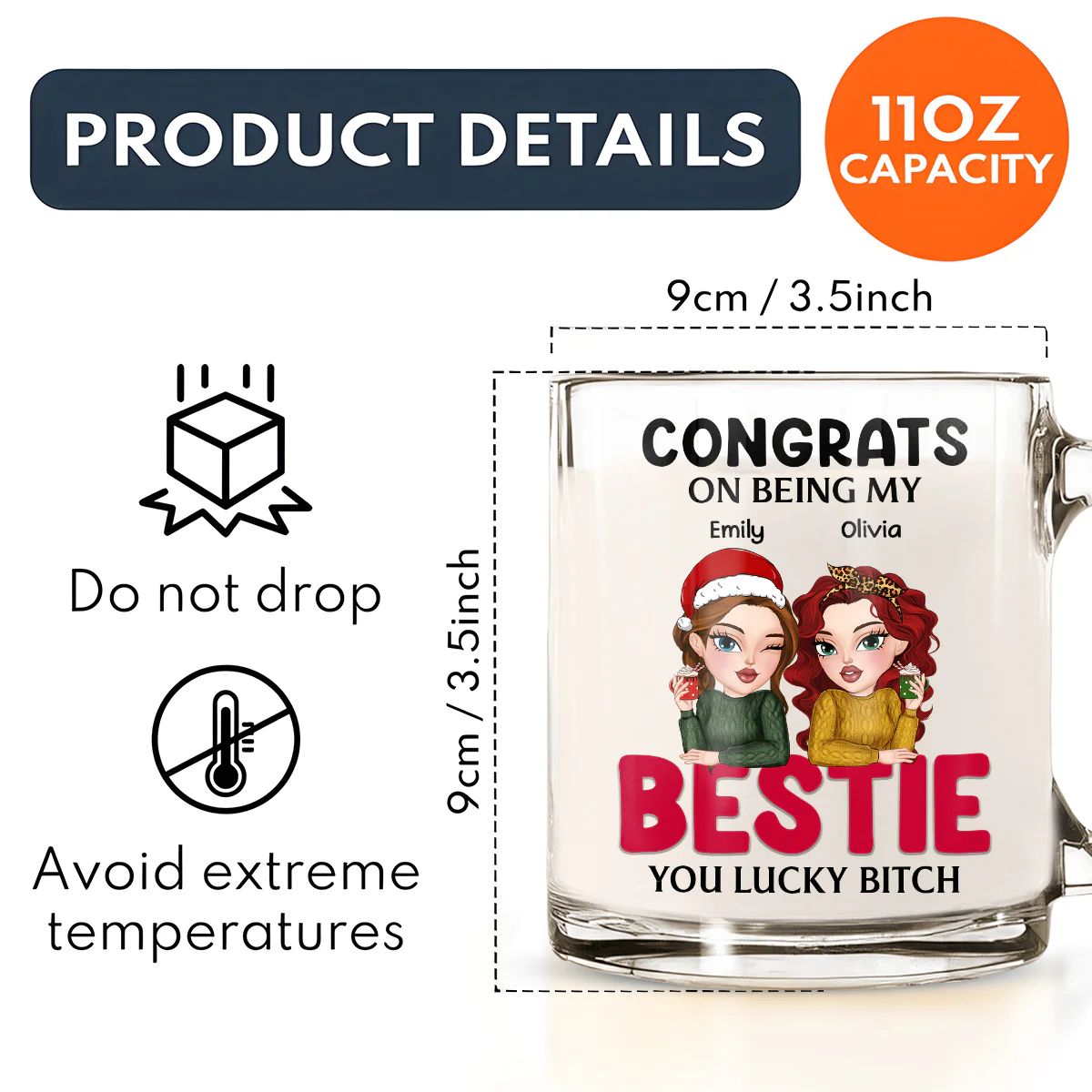 You Lucky Bitch - Personalized Custom Glass Mug - Image 6