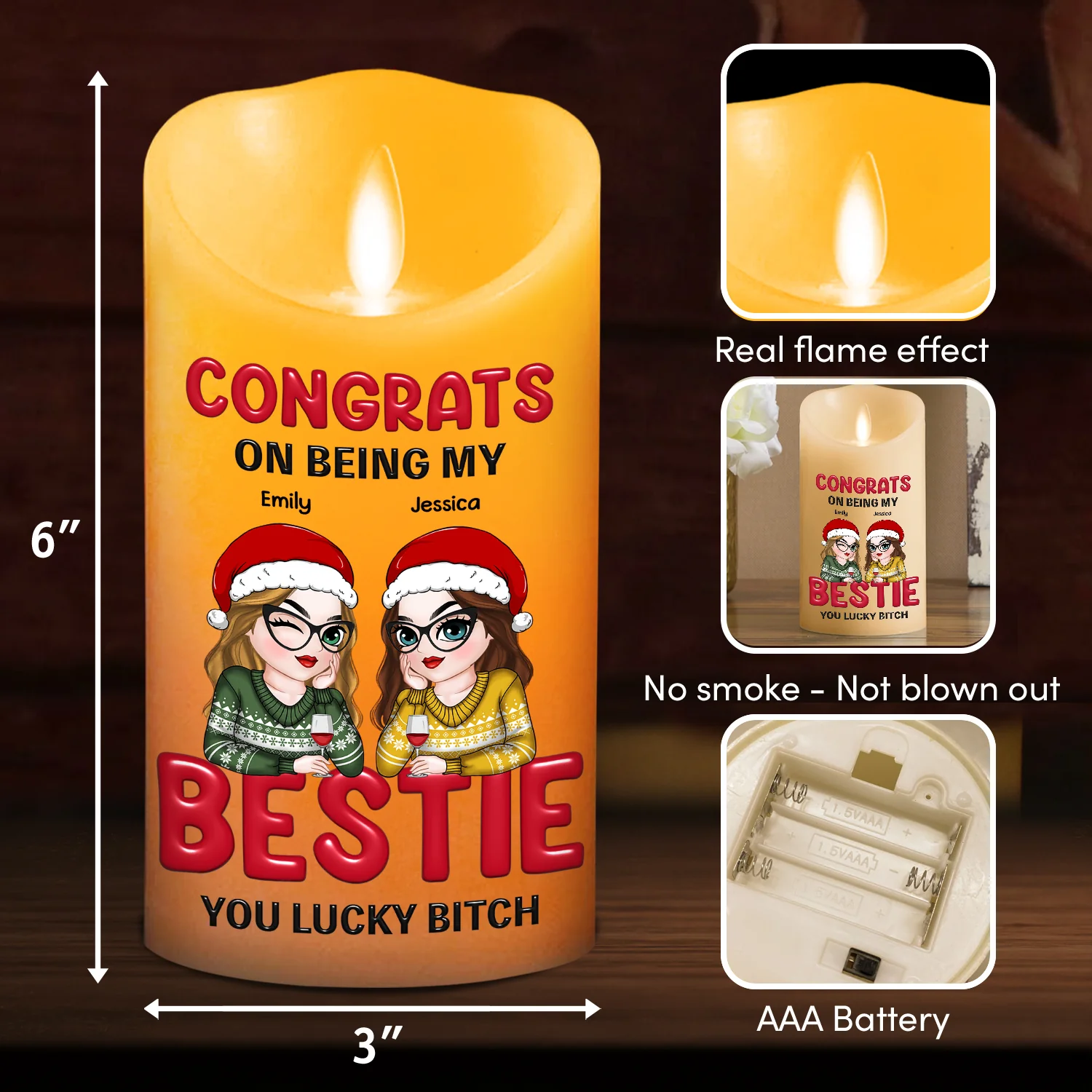 You Lucky Bitch - Personalized Custom LED Candle - Image 5