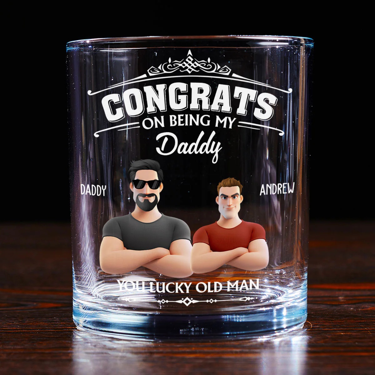You Lucky Old Man - Personalized Custom Whiskey Glass - Image 3