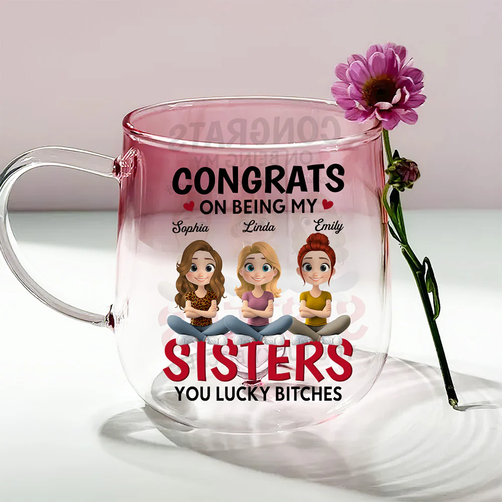 You Lucky To Be My Friends - Personalized Custom Pink Gradient Glass Mug - Image 4