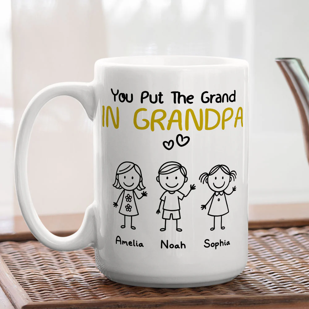 You Make Grandpa Look Grand - Personalized Custom Coffee Mug - Image 3