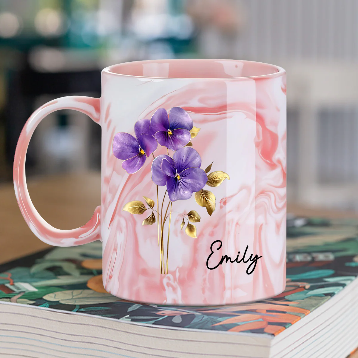 You Make My World Brighter Just By Being In It - Personalized Custom Pink Marble Mug - Image 2