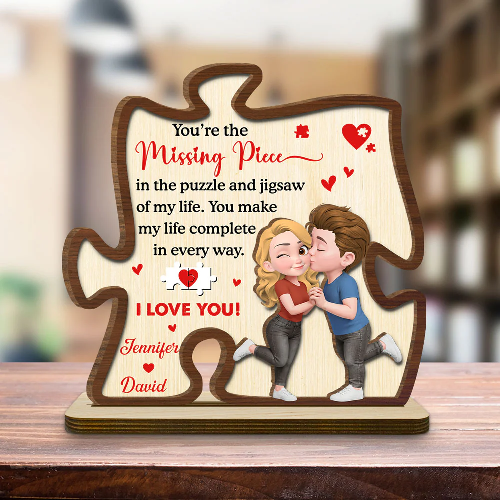 You Make My World Complete - Personalized Custom 2-Layer Wood Plaque With Flat Base - Image 2