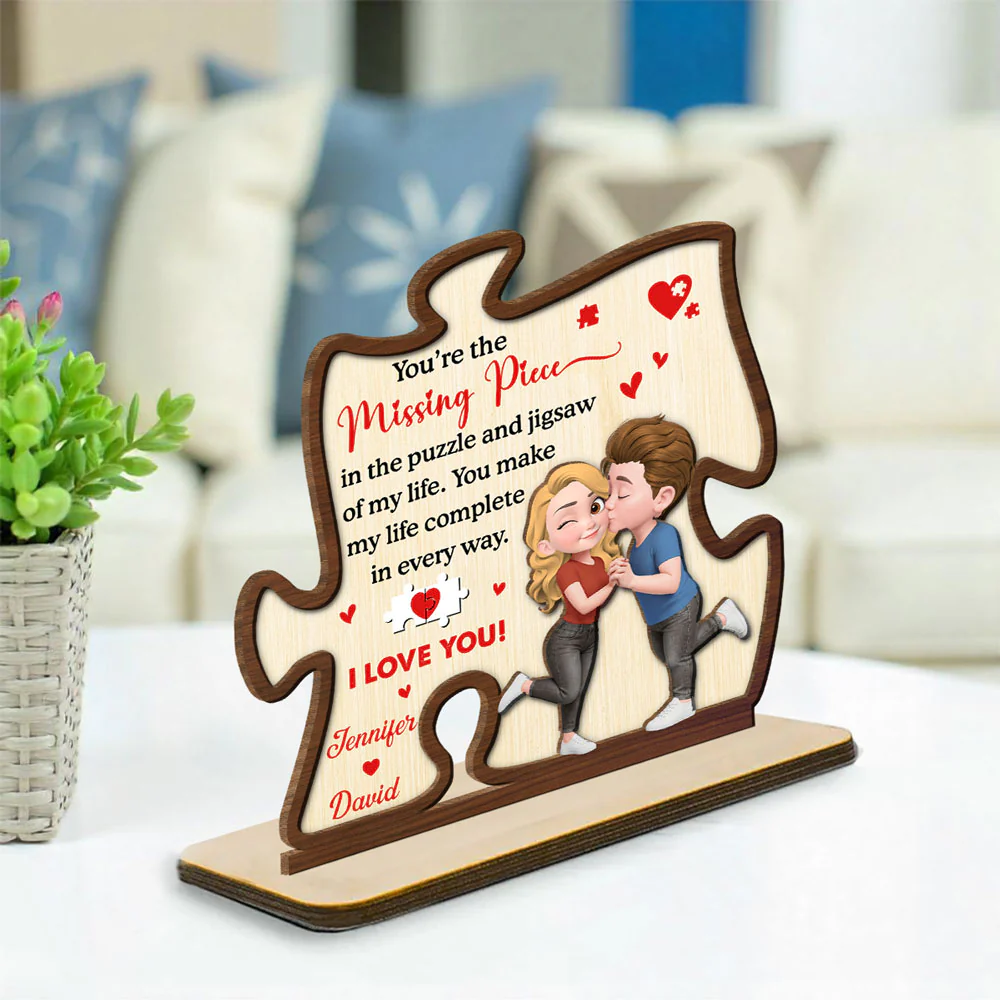 You Make My World Complete - Personalized Custom 2-Layer Wood Plaque With Flat Base - Image 5