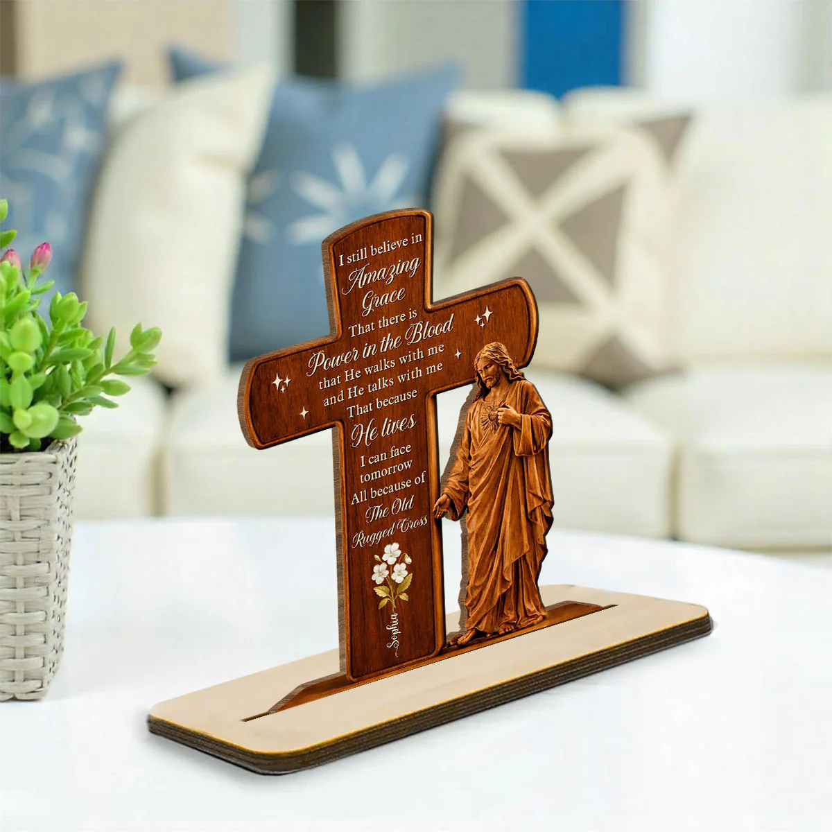 You Make The World Better - Personalized Custom 2-Layer Wood Plaque With Flat Base - Image 3