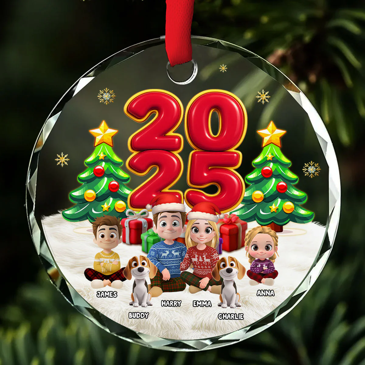 You Me And Our Kids -  Personalized Custom Glass Ornament - Image 5