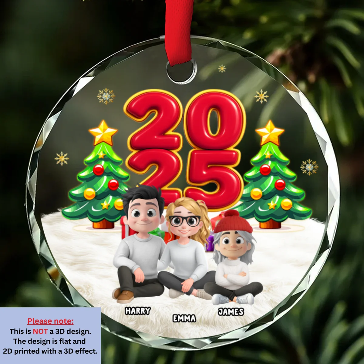 You Me And Our Kids -  Personalized Custom Glass Ornament - Image 7