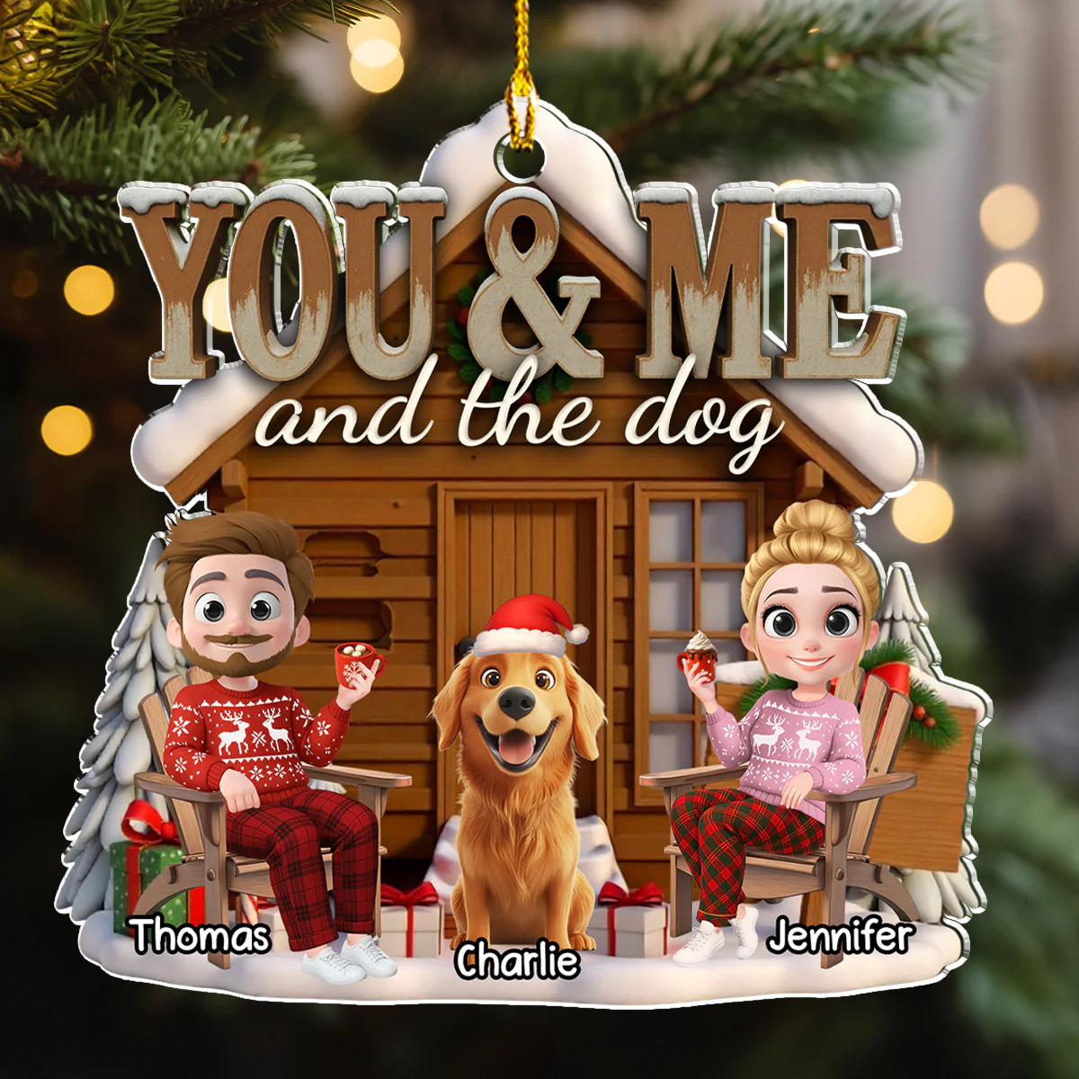 You Me And Our Pup - Personalized Custom Acrylic Ornament - Image 4