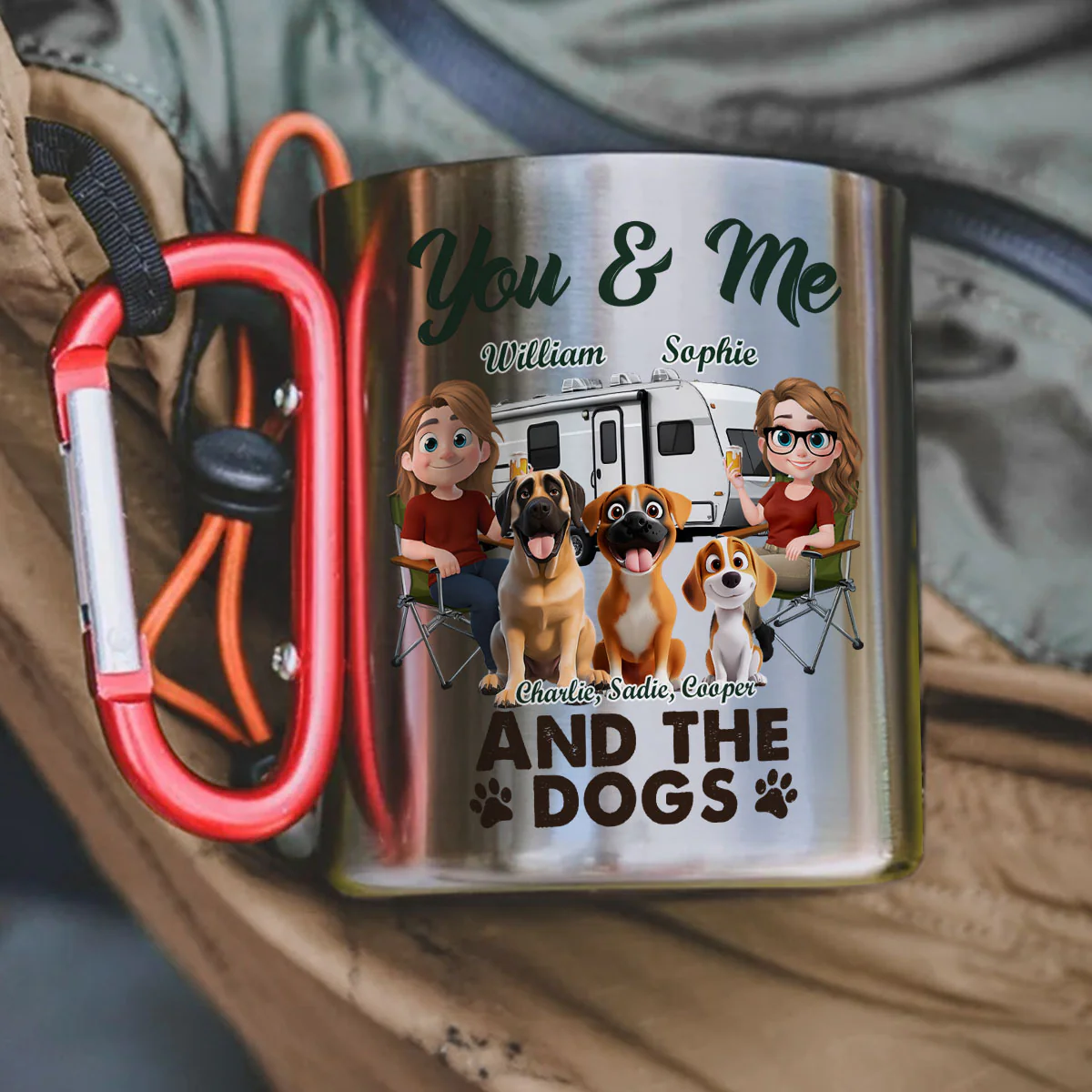 You & Me And The Dog - Personalized Custom Carabiner Mug - Image 3