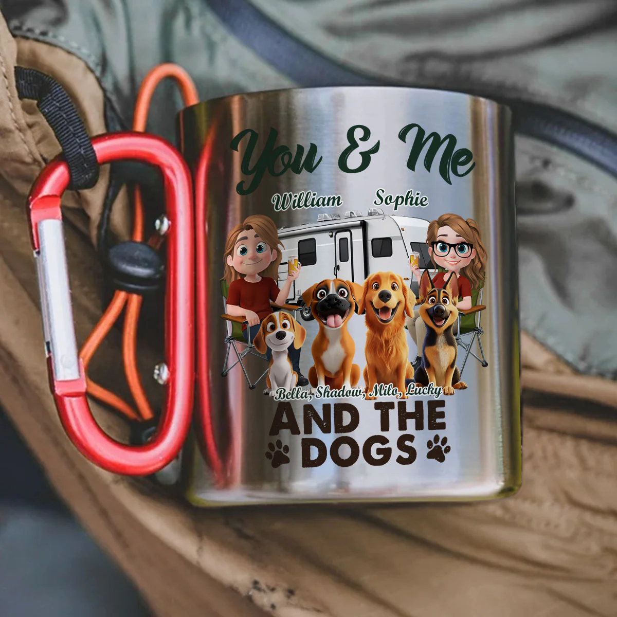 You & Me And The Dog - Personalized Custom Carabiner Mug - Image 4
