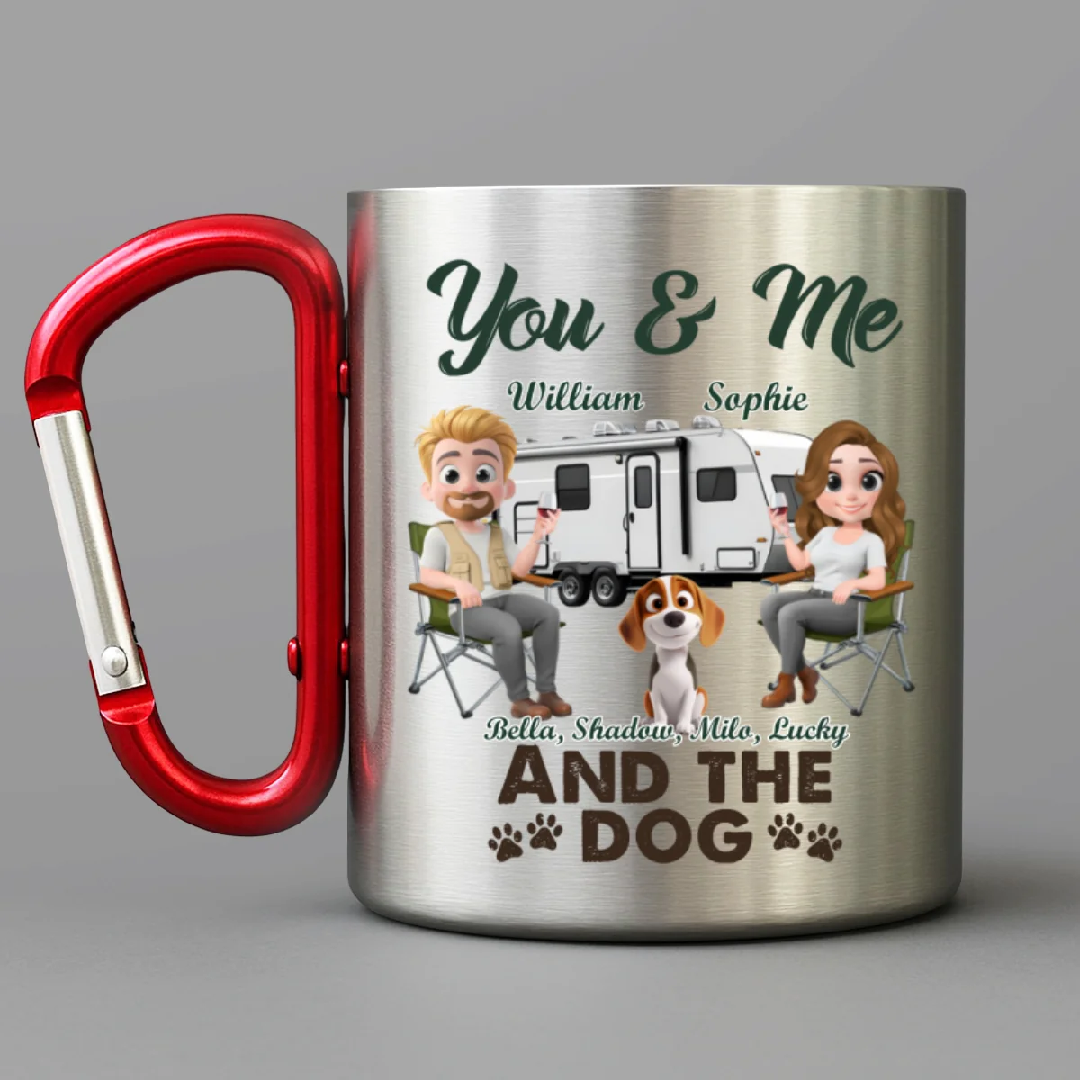 You & Me And The Dog - Personalized Custom Carabiner Mug - Image 6