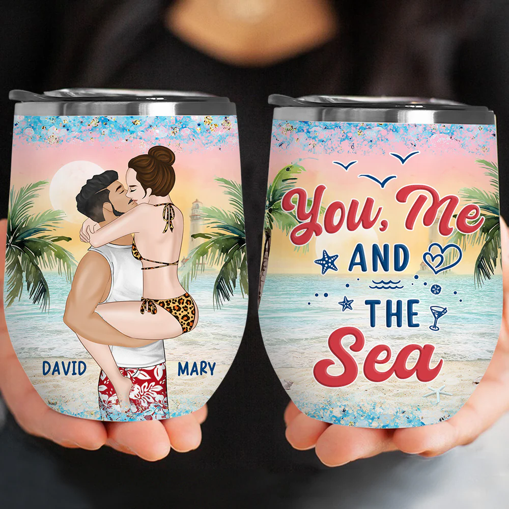You Me And The Sea - Personalized Custom Wine Tumbler - Image 5