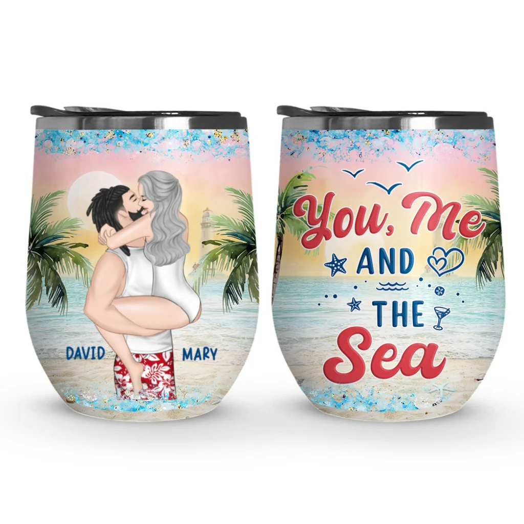 You Me And The Sea - Personalized Custom Wine Tumbler - Image 6