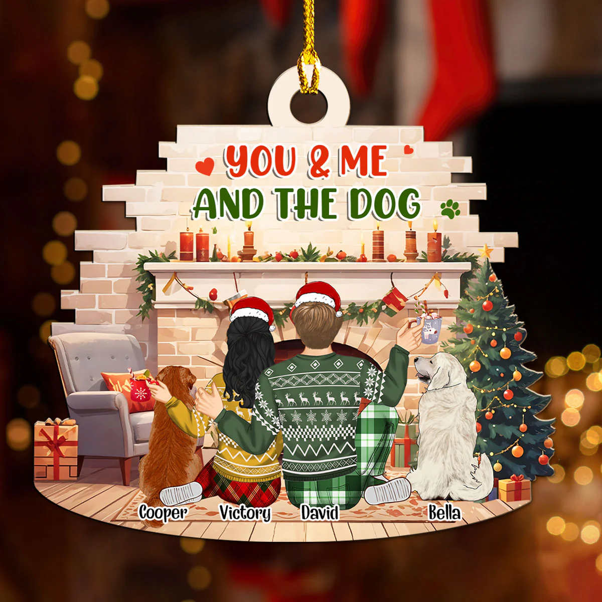 You Me Our Dogs Family - Personalized Custom Wood Ornament - Image 2