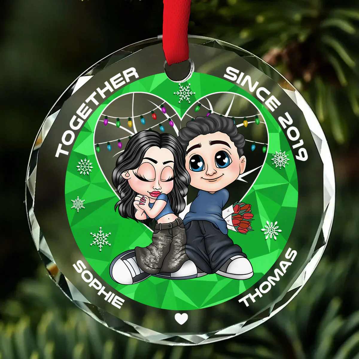 You & Me Together Since - Personalized Custom Glass Ornament - Image 4