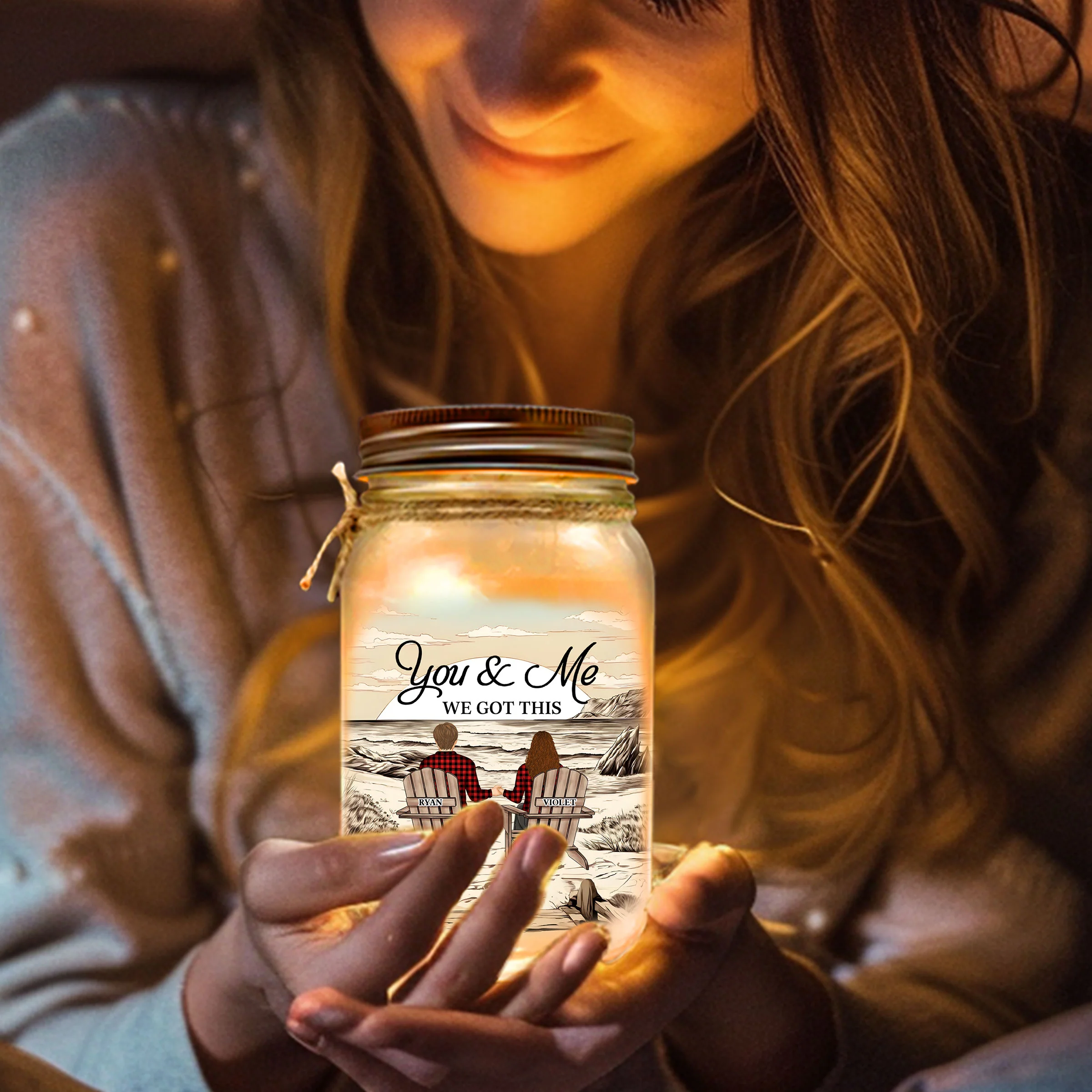 You & Me We Got This - Personalized Custom Mason Jar Light - Image 2