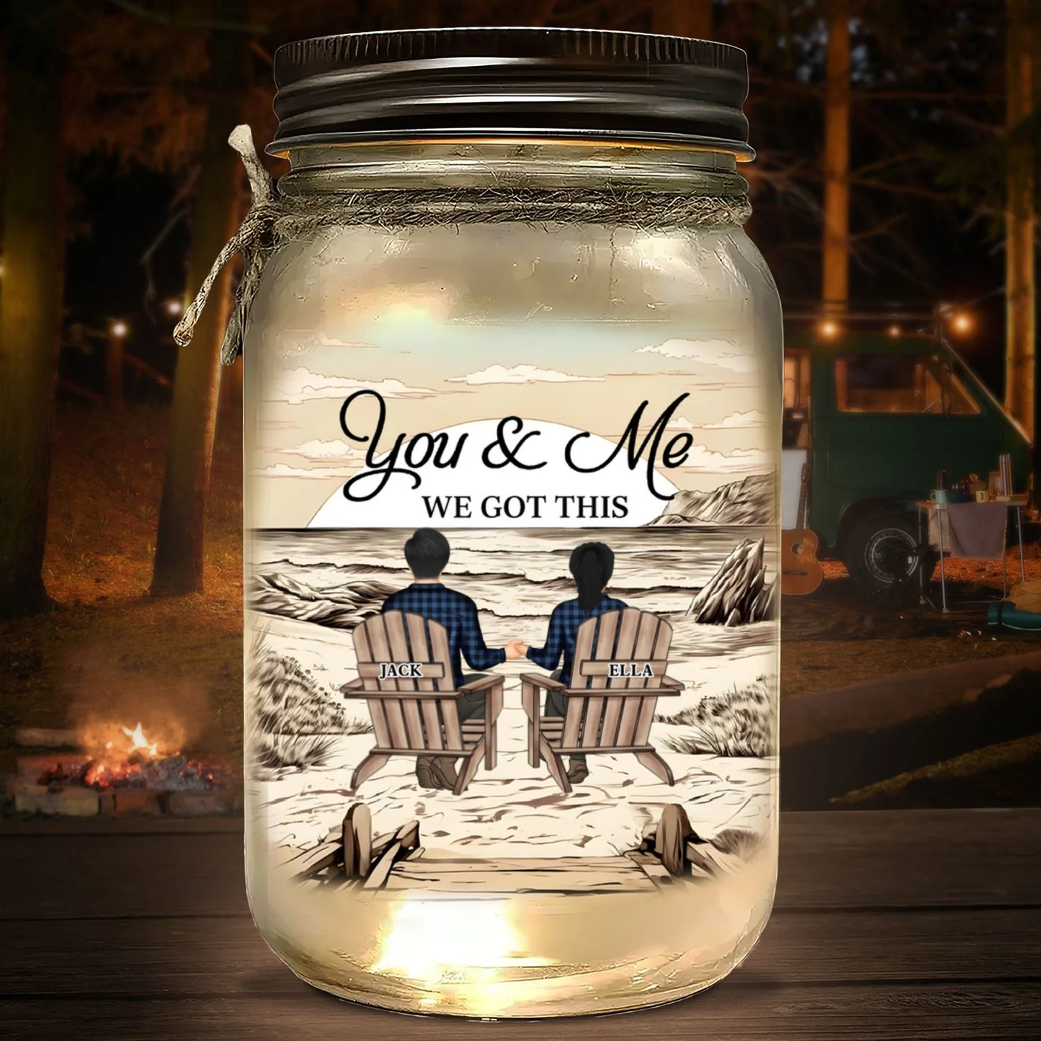 You & Me We Got This - Personalized Custom Mason Jar Light - Image 5