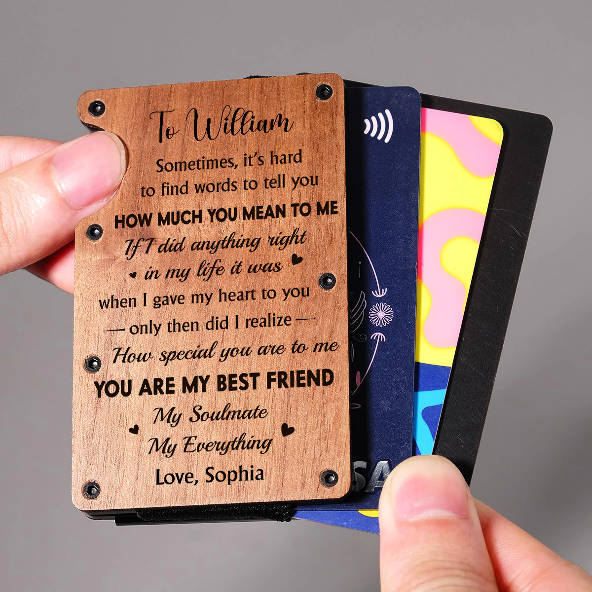 You Mean Everything To Me - Personalized Custom Wooden Card Holder - Image 4