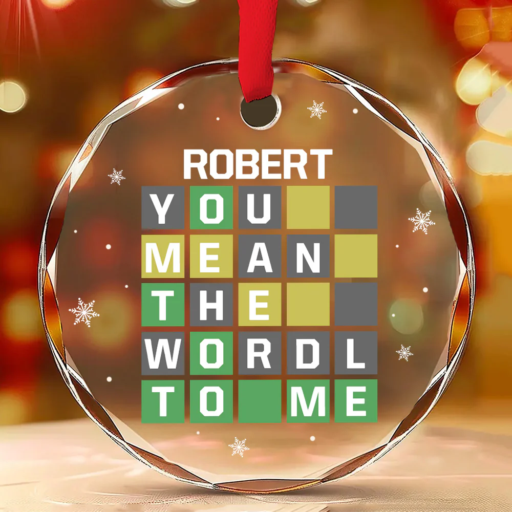 You Mean The Wordl To Me - Personalized Custom Glass Ornament - Image 2