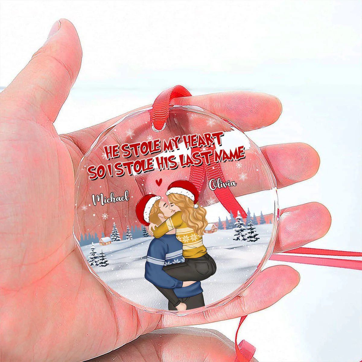 You Stole My Heart - Personalized Custom Glass Ornament - Image 2