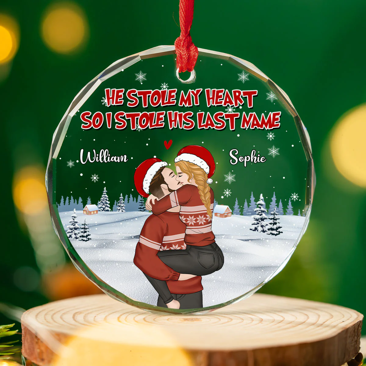 You Stole My Heart - Personalized Custom Glass Ornament - Image 4
