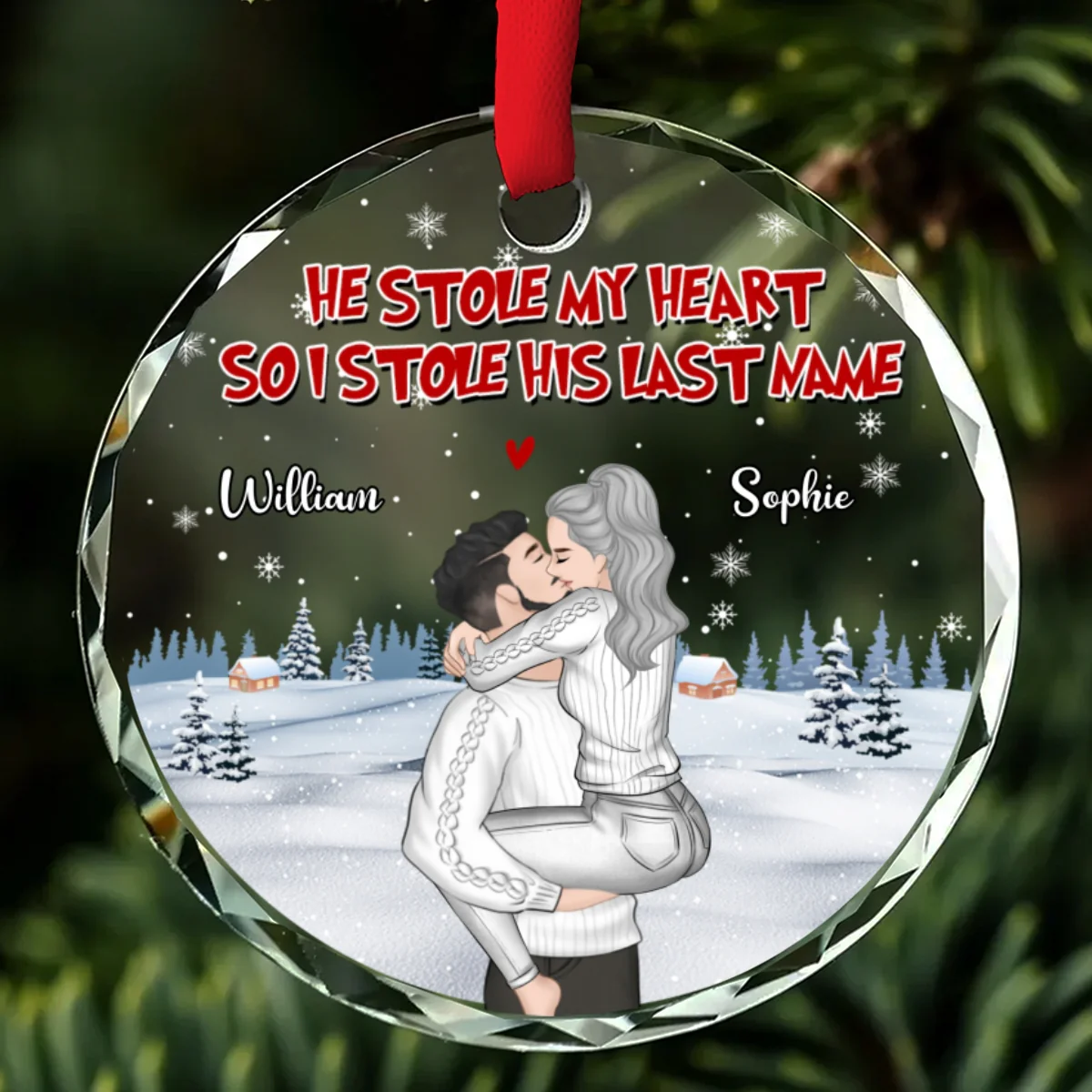 You Stole My Heart - Personalized Custom Glass Ornament - Image 6