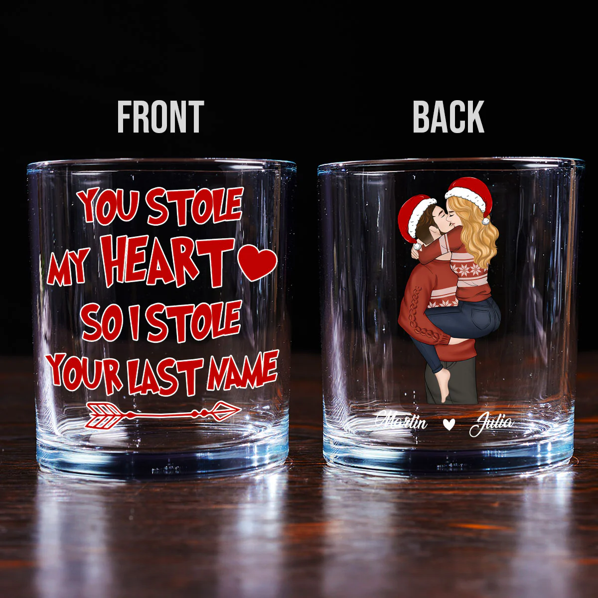 You Stole My Heart - Personalized Custom Whiskey Glass - Image 2