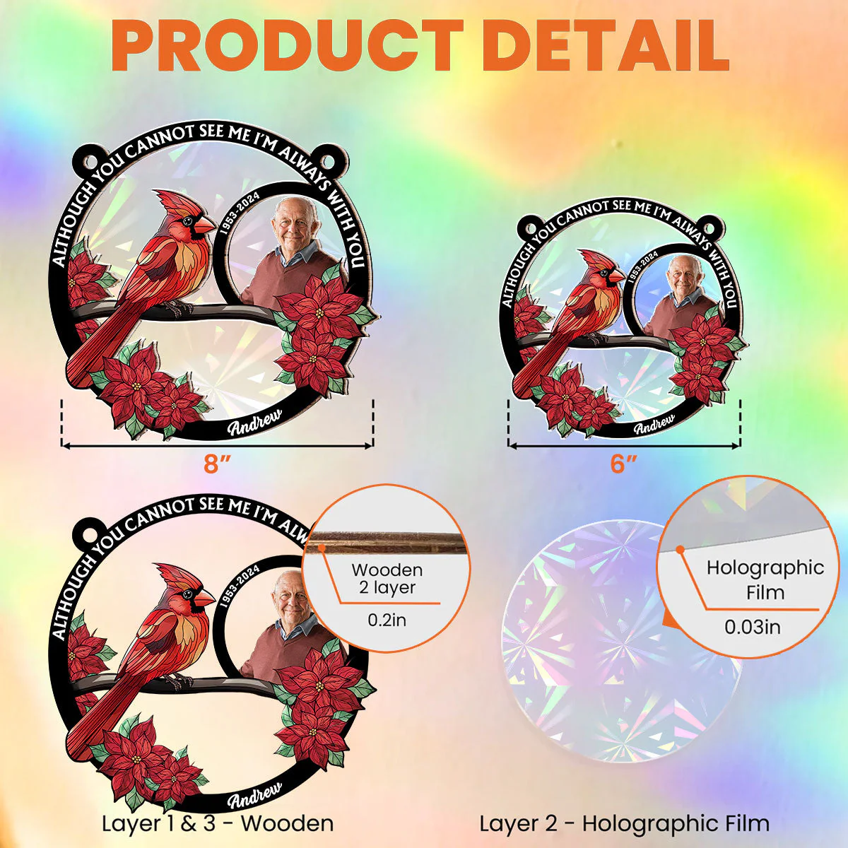 You Walk Beside Us Every Day - Personalized Custom Rainbow Suncatcher - Image 4