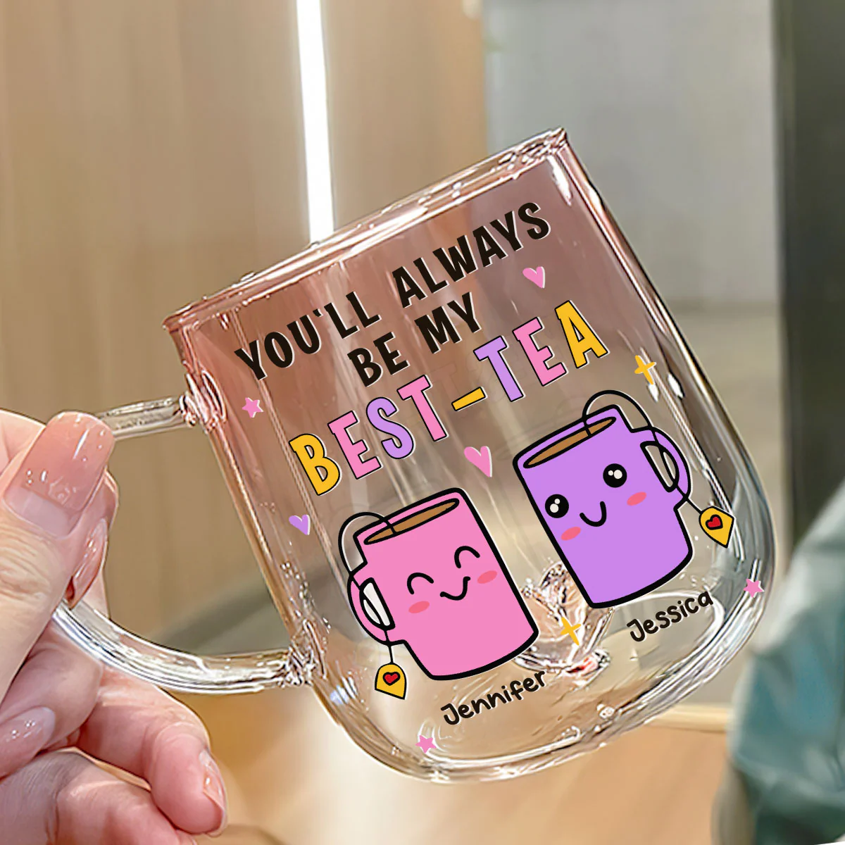 You Will Always Be My Best Tea - Personalized Custom Pink Gradient Glass Mug - Image 2