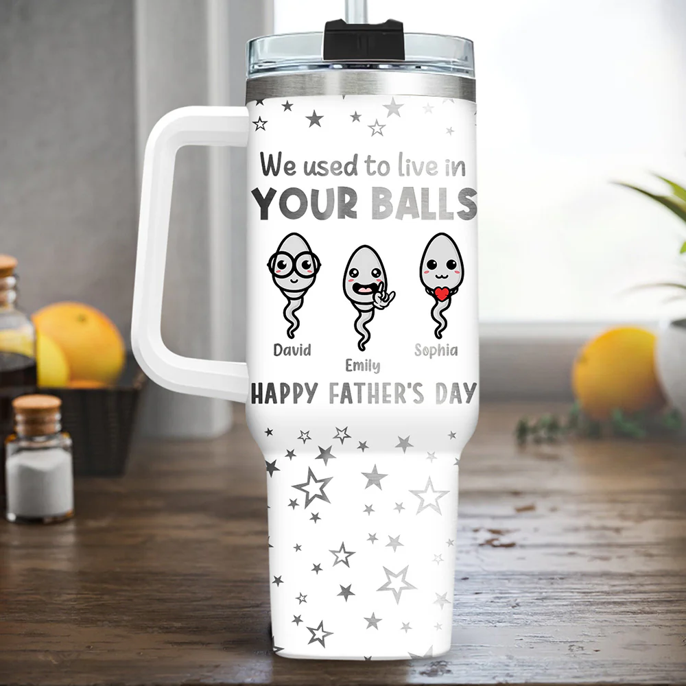 Your Balls - Personalized Custom Engraved 40oz Tumbler With Handle - Image 4