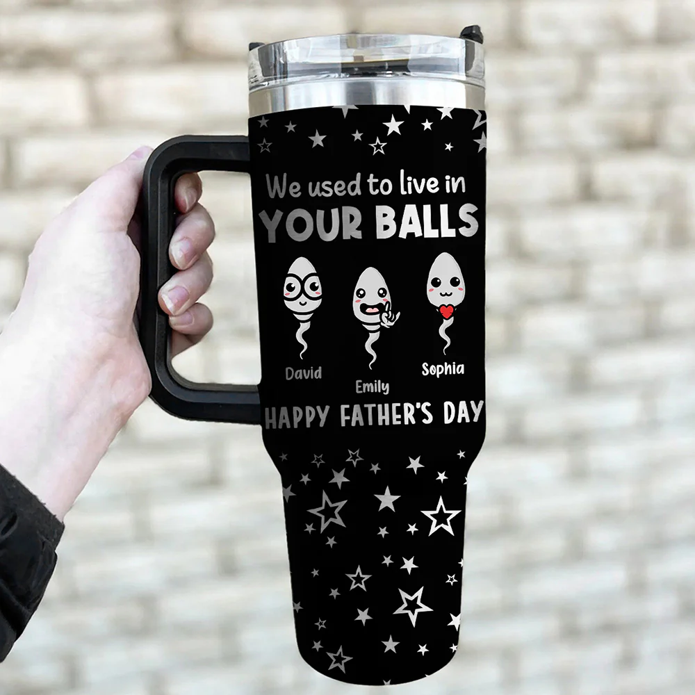 Your Balls - Personalized Custom Engraved 40oz Tumbler With Handle - Image 5