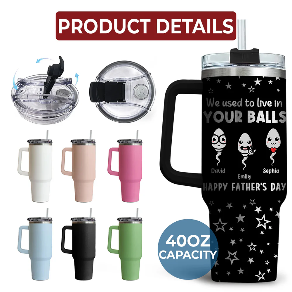 Your Balls - Personalized Custom Engraved 40oz Tumbler With Handle - Image 6