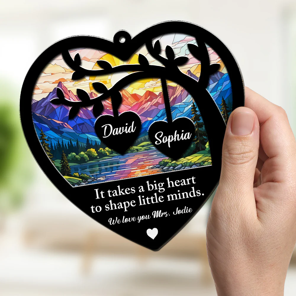Your Big Heart Shapes Our World - Personalized Custom Suncatcher - Image 3