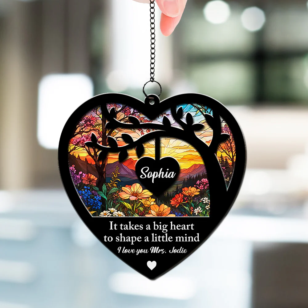 Your Big Heart Shapes Our World - Personalized Custom Suncatcher - Image 4