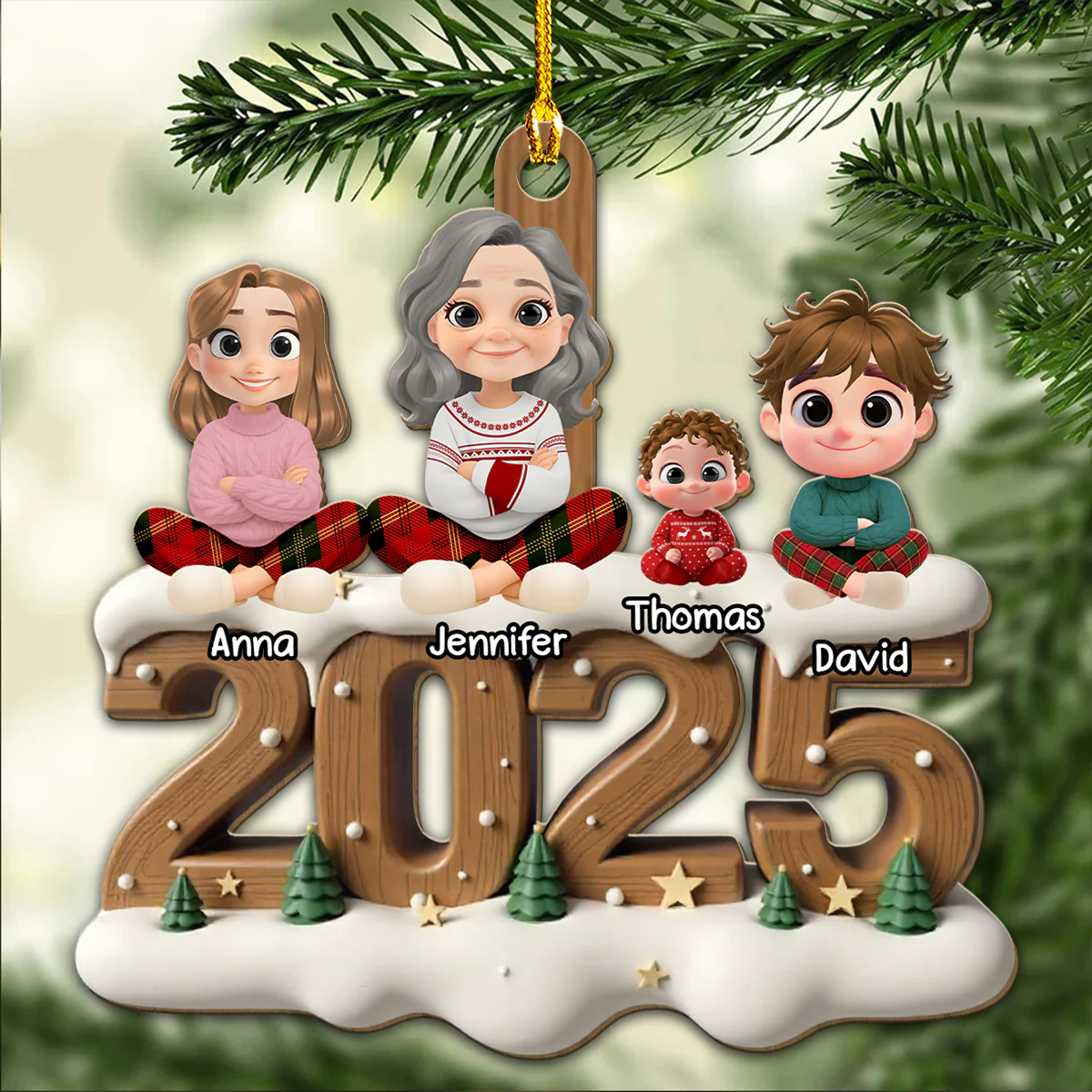 Your Grandma This Year Onwards - Personalized Custom 3D Effect Wood Ornament - Image 2