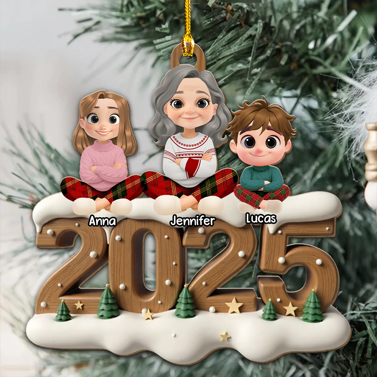 Your Grandma This Year Onwards - Personalized Custom 3D Effect Wood Ornament - Image 3