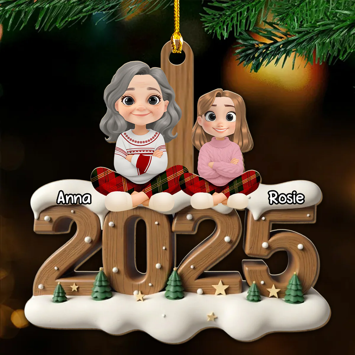 Your Grandma This Year Onwards - Personalized Custom 3D Effect Wood Ornament - Image 4