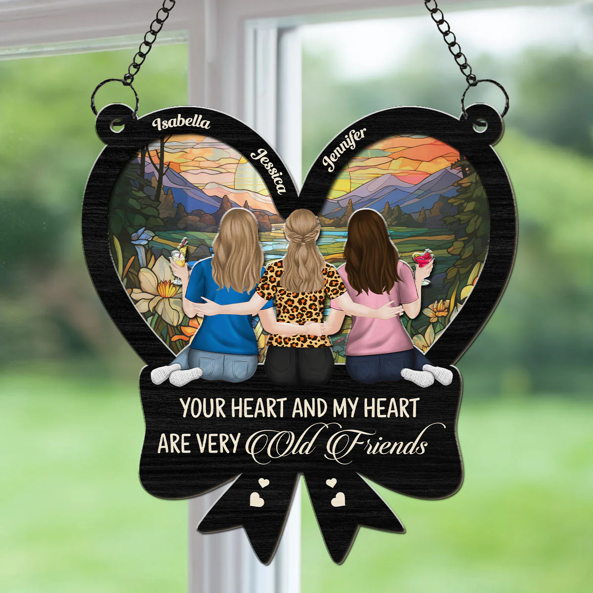 Your Heart And My Heart Are Very Old Friends - Personalized Custom Suncatcher - Image 2